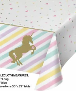 Creative Converting Unicorn Sparkle Plastic Tablecover All Over Print, 54" X 102"