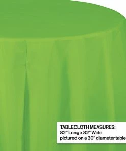Creative Converting Solid Color Tableware Fresh Lime Tablecover, Octy Round 82" Plastic