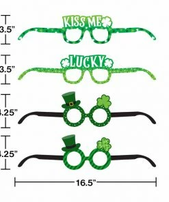 Creative Converting St. Patrick's Day Assorted Paper Eyeglasses, Pack Of 4 St. Patrick's Day Party Decorations