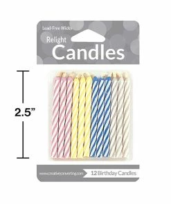 Creative Converting Striped Magic Relight Candles, 12 Ct Birthday Party Candles