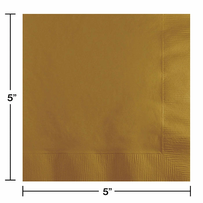Creative Converting Glittering Gold Beverage Napkin 2Ply, 50 Ct Solid Color Tableware