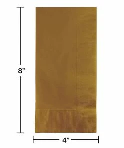 Creative Converting Solid Color Tableware Glittering Gold Dinner Napkins 2Ply 1/8Fld, 50 Ct