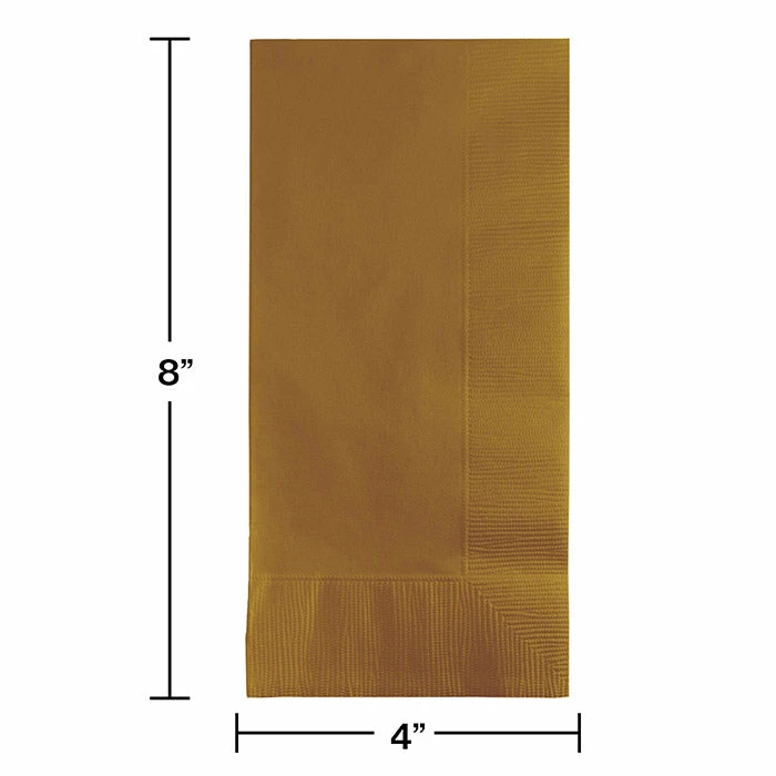 Creative Converting Solid Color Tableware Glittering Gold Dinner Napkins 2Ply 1/8Fld, 50 Ct