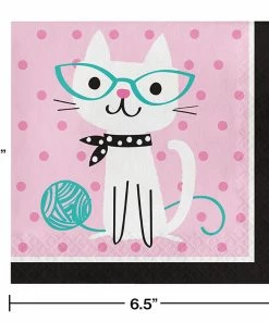 Creative Converting Kids Birthday Party Themes Cat Party Napkins, 16 Ct