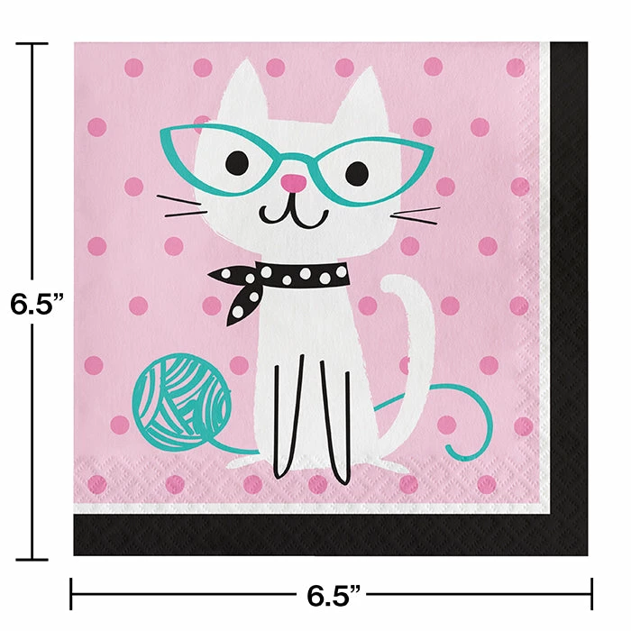Creative Converting Kids Birthday Party Themes Cat Party Napkins, 16 Ct
