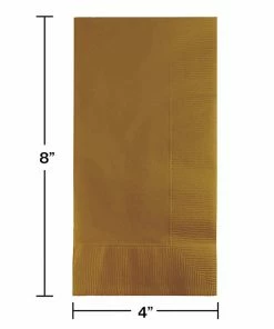 Creative Converting Solid Color Tableware Glittering Gold Dinner Napkins 2Ply 1/8Fld, 100 Ct