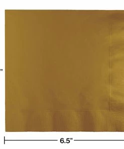 Creative Converting Solid Color Tableware Glittering Gold Luncheon Napkin 2Ply, 50 Ct