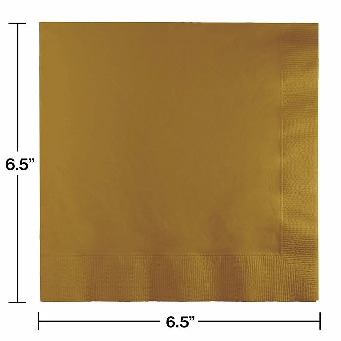 Creative Converting Solid Color Tableware Glittering Gold Luncheon Napkin 2Ply, 50 Ct