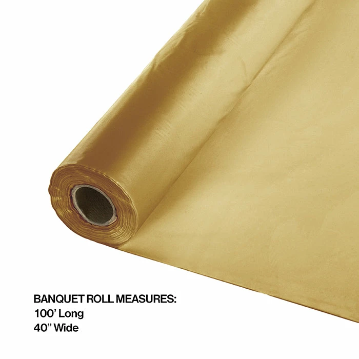 Creative Converting Glittering Gold Banquet Roll 40" X 100' Solid Color Tableware