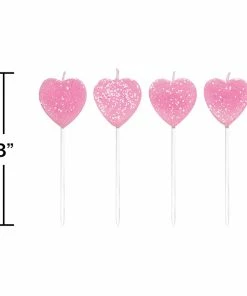 Creative Converting Heart Shaped Pink Candles, 10 Ct Birthday Party Candles