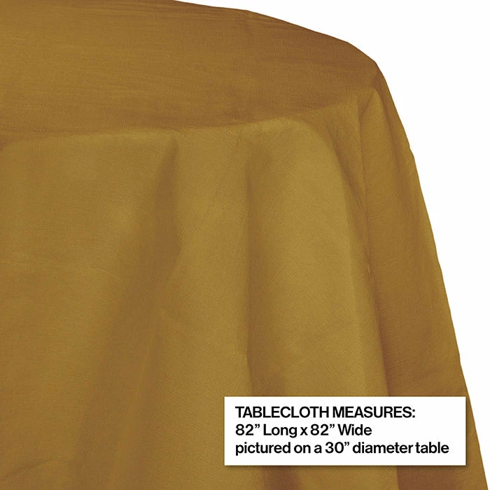 Creative Converting Solid Color Tableware Glittering Gold Tablecover, Octy Round 82" Polylined Tissue