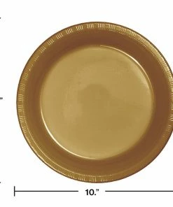 Creative Converting Glittering Gold Plastic Banquet Plates, 20 Ct Solid Color Tableware