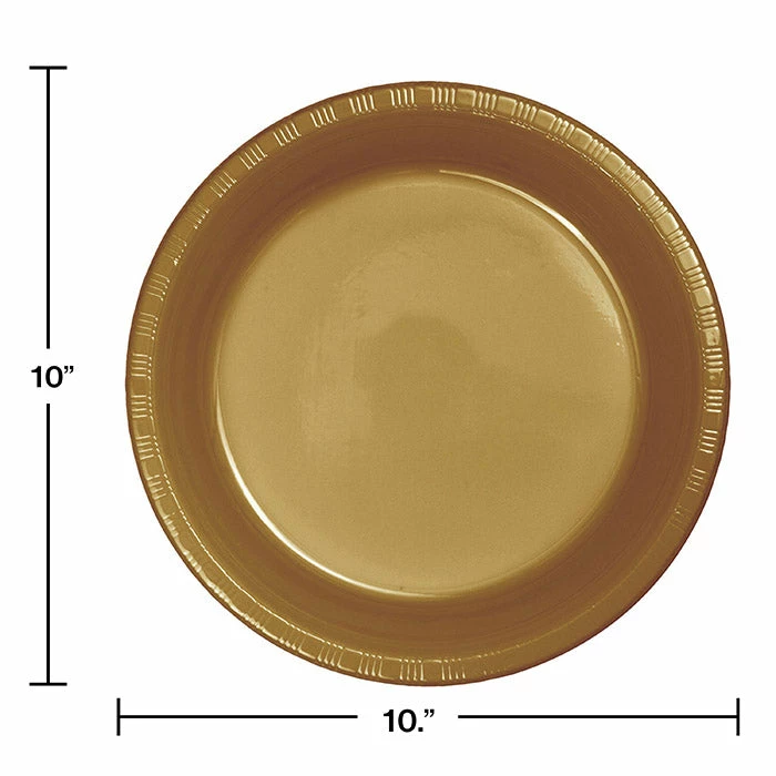 Creative Converting Glittering Gold Plastic Banquet Plates, 20 Ct Solid Color Tableware