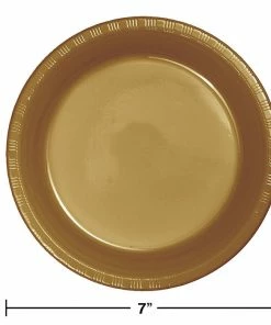 Creative Converting Glittering Gold Plastic Dessert Plates, 20 Ct