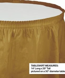 Creative Converting Glittering Gold Plastic Tableskirt, 14' X 29"