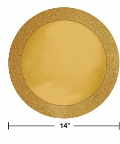 Creative Converting Christmas Party Supplies Glitz Gold Placemats, 14", 8 Ct