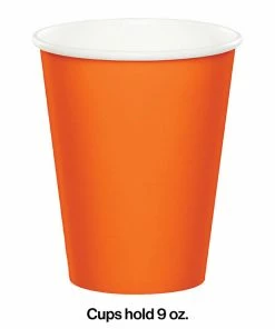 Creative Converting Sunkissed Orange Hot/Cold Paper Paper Cups 9 Oz., 8 Ct