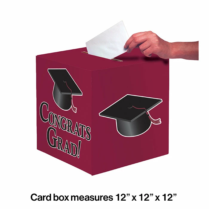 Creative Converting Graduation Party Supplies Graduation Card Box, Grad, 9" Burgundy