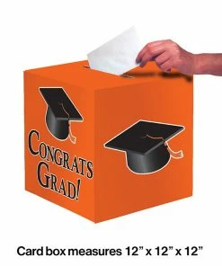 Creative Converting Graduation Party Supplies Graduation Card Box, Grad, 9" Orange