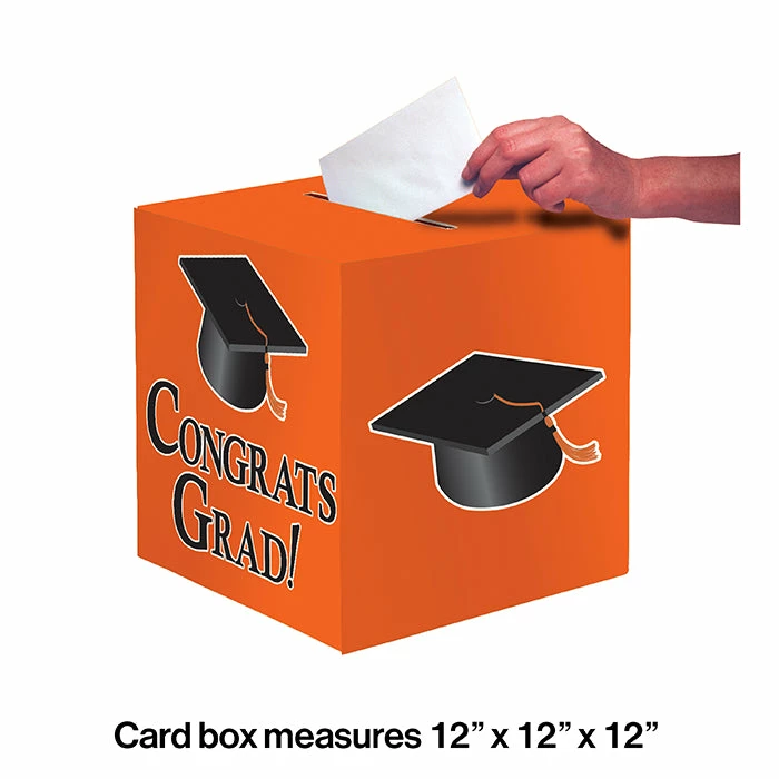 Creative Converting Graduation Party Supplies Graduation Card Box, Grad, 9" Orange