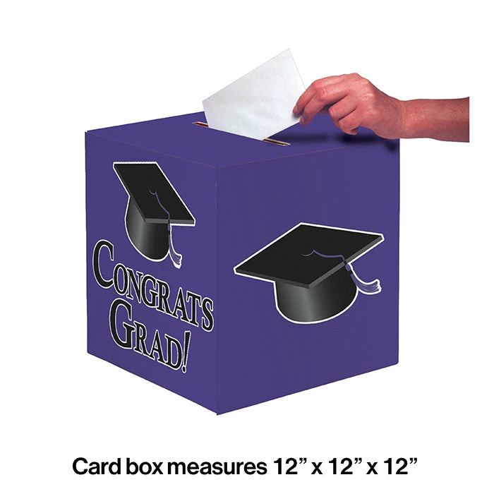 Creative Converting Graduation Party Supplies Graduation Card Box, Grad, 9" Purple