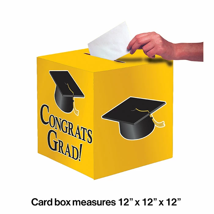 Creative Converting Graduation Party Supplies Graduation Card Box, Grad, 9" Yellow