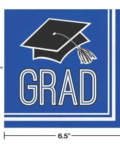Creative Converting Graduation School Spirit Blue Napkins, 36 Ct Graduation Party Supplies