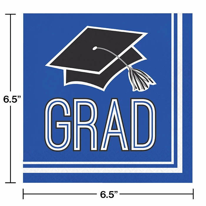 Creative Converting Graduation School Spirit Blue Napkins, 36 Ct Graduation Party Supplies
