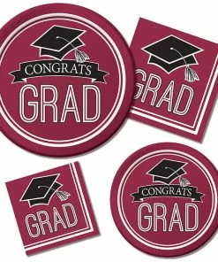 Creative Converting Graduation School Spirit Burgundy Red Napkins, 36 Ct Graduation Party Supplies
