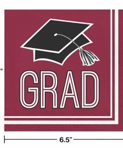 Creative Converting Graduation School Spirit Burgundy Red Napkins, 36 Ct Graduation Party Supplies