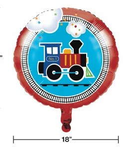 Creative Converting 1st Birthday Party Themes All Aboard Metallic Balloon 18"