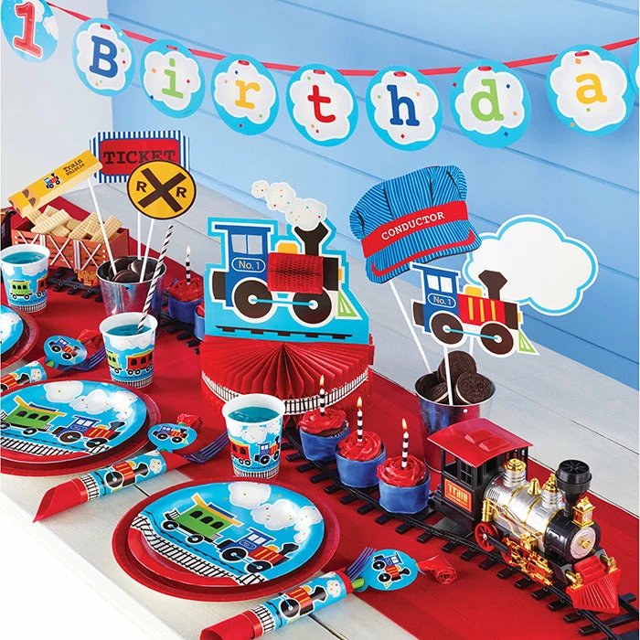 Creative Converting 1st Birthday Party Themes All Aboard Metallic Balloon 18"
