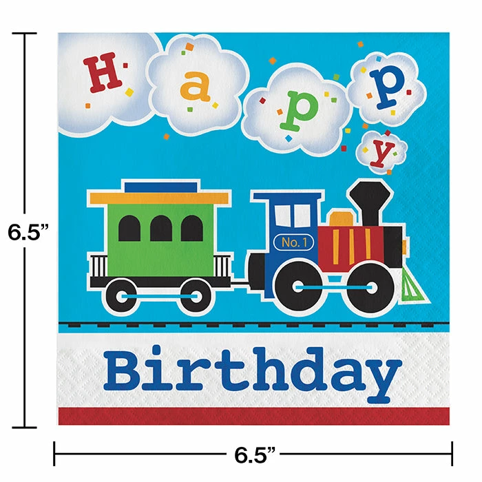 Creative Converting All Aboard Train Birthday Napkins, 16 Ct