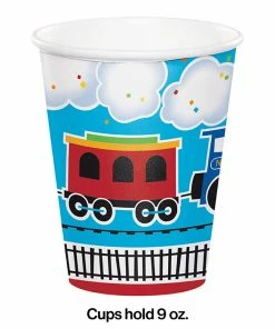 Creative Converting 1st Birthday Party Themes All Aboard Hot/Cold Paper Cups 9 Oz., 8 Ct