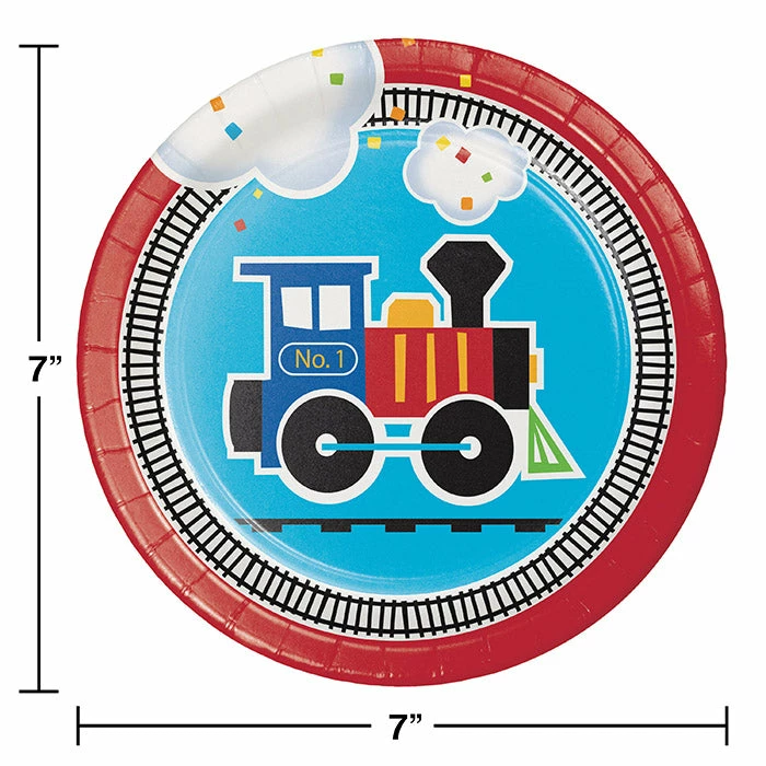 Creative Converting All Aboard Train Dessert Plates, 8 Ct 1st Birthday Party Themes