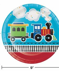 Creative Converting 1st Birthday Party Themes All Aboard Train Paper Plates, 8 Ct