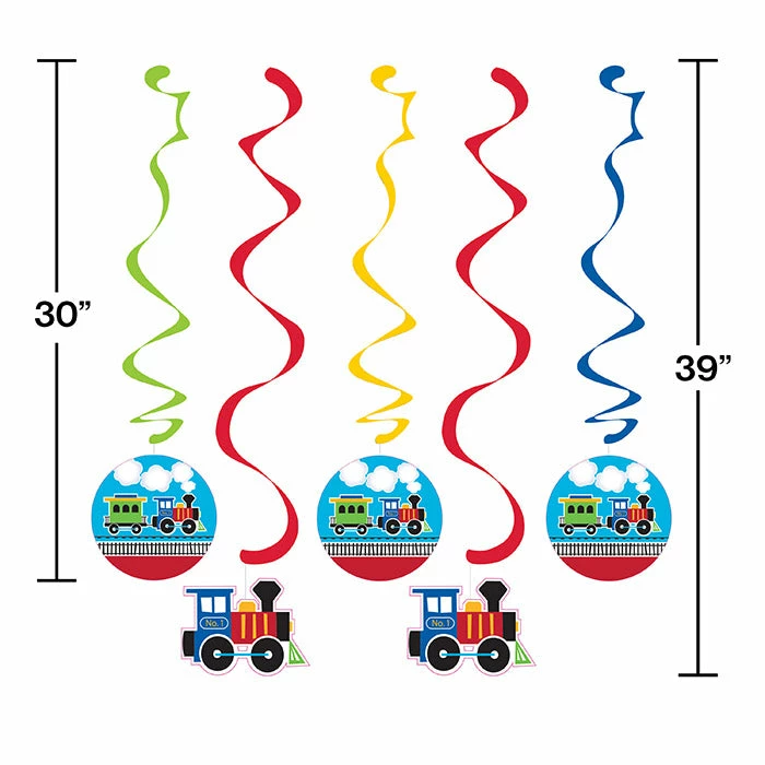 Creative Converting All Aboard Train Dizzy Danglers, 5 Ct 1st Birthday Party Themes