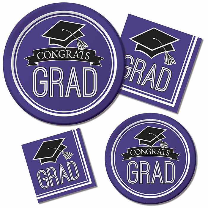 Creative Converting Graduation Party Supplies Graduation School Spirit Purple Dessert Plates, 18 Ct