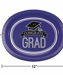 Creative Converting Graduation School Spirit Purple Oval Platters, 10