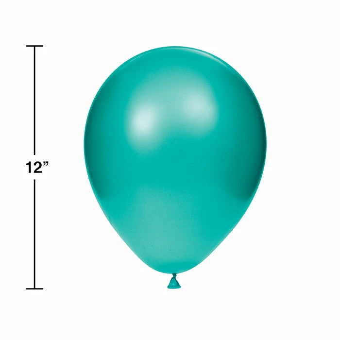 Creative Converting Latex Balloons 12" Teal Lagoon, 15 Ct Solid Color Tableware