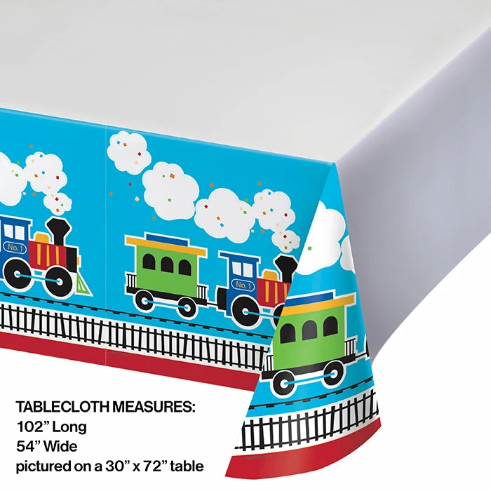 Creative Converting 1st Birthday Party Themes All Aboard Plastic Tablecover Border, 54" X 102"