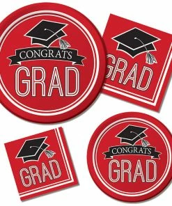 Creative Converting Graduation Party Supplies Graduation School Spirit Red Napkins, 36 Ct
