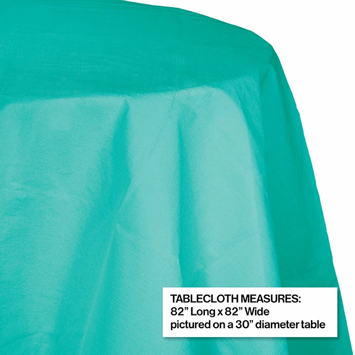 Creative Converting Teal Lagoon Tablecover, Octy Round 82" Plastic Solid Color Tableware