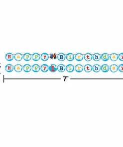 Creative Converting All Aboard Train Ribbon Banner 1st Birthday Party Themes