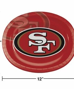 Creative Converting NFL And Football Party Supplies San Francisco 49Ers Oval Platter 10" X 12", 8 Ct