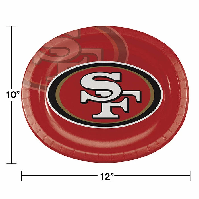 Creative Converting NFL And Football Party Supplies San Francisco 49Ers Oval Platter 10" X 12", 8 Ct
