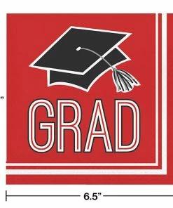 Creative Converting Graduation Party Supplies Graduation School Spirit Red Napkins, 36 Ct
