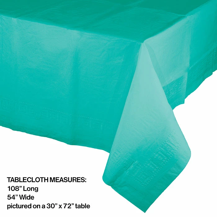Creative Converting Teal Lagoon Tablecover 54"X 108" Polylined Tissue Solid Color Tableware