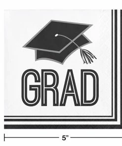 Creative Converting Graduation School Spirit White Beverage Napkins, 36 Ct