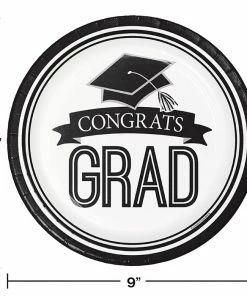 Creative Converting Graduation School Spirit White Paper Plates, 18 Ct Graduation Party Supplies